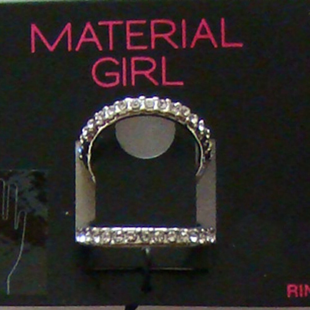 𝅺material Girl Ring, Silver-Tone Rhinestone Midi Ring Size 8